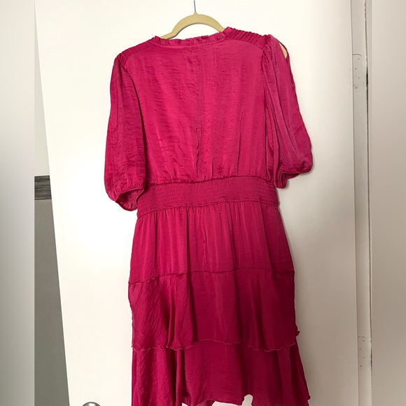 NWT - Sam Edelman Fuchsia “Pretty Pink” Short Puff Sleeve Drop Waist Dress - Picture 7 of 8